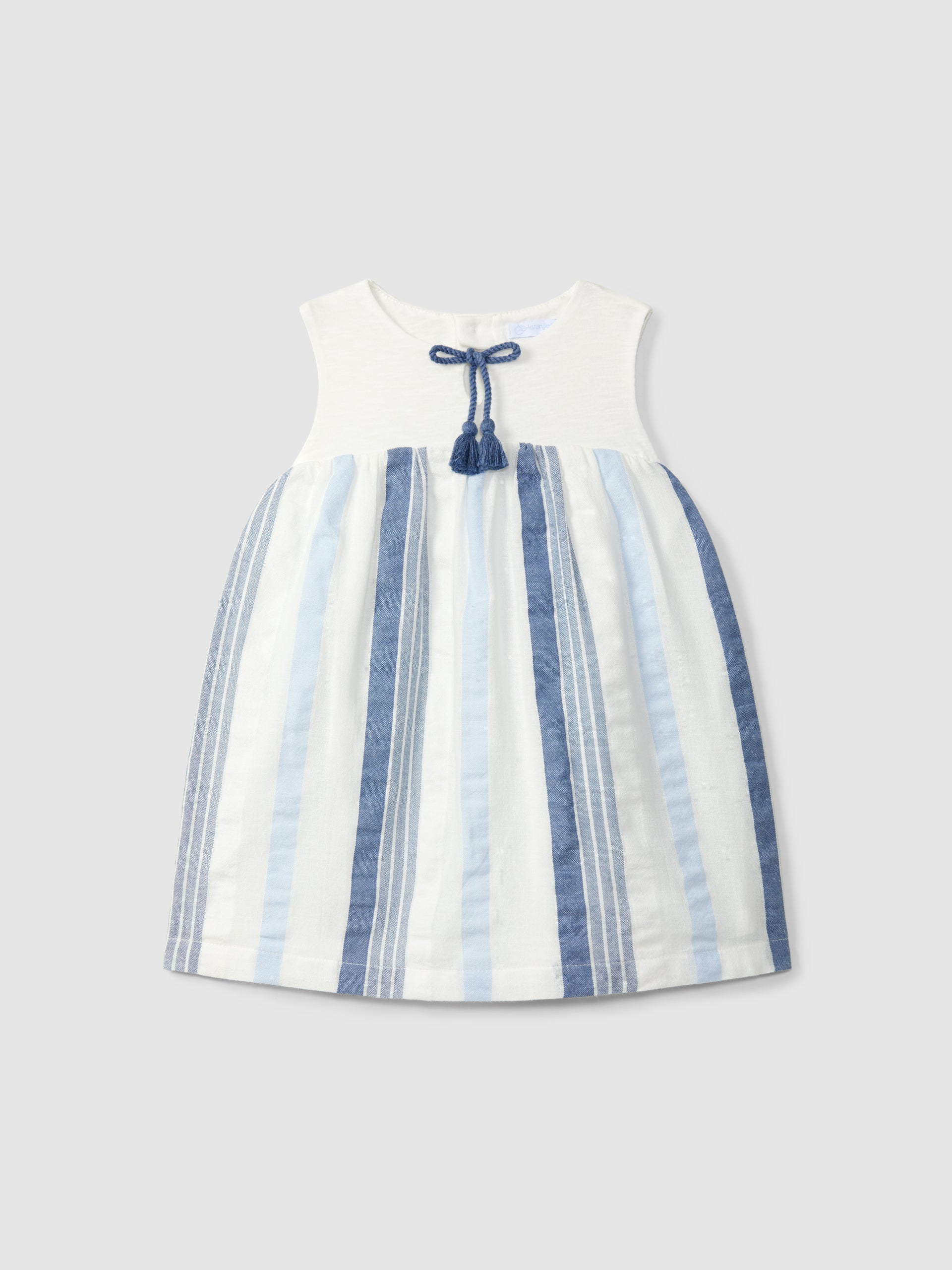 Dress in striped textured fabric