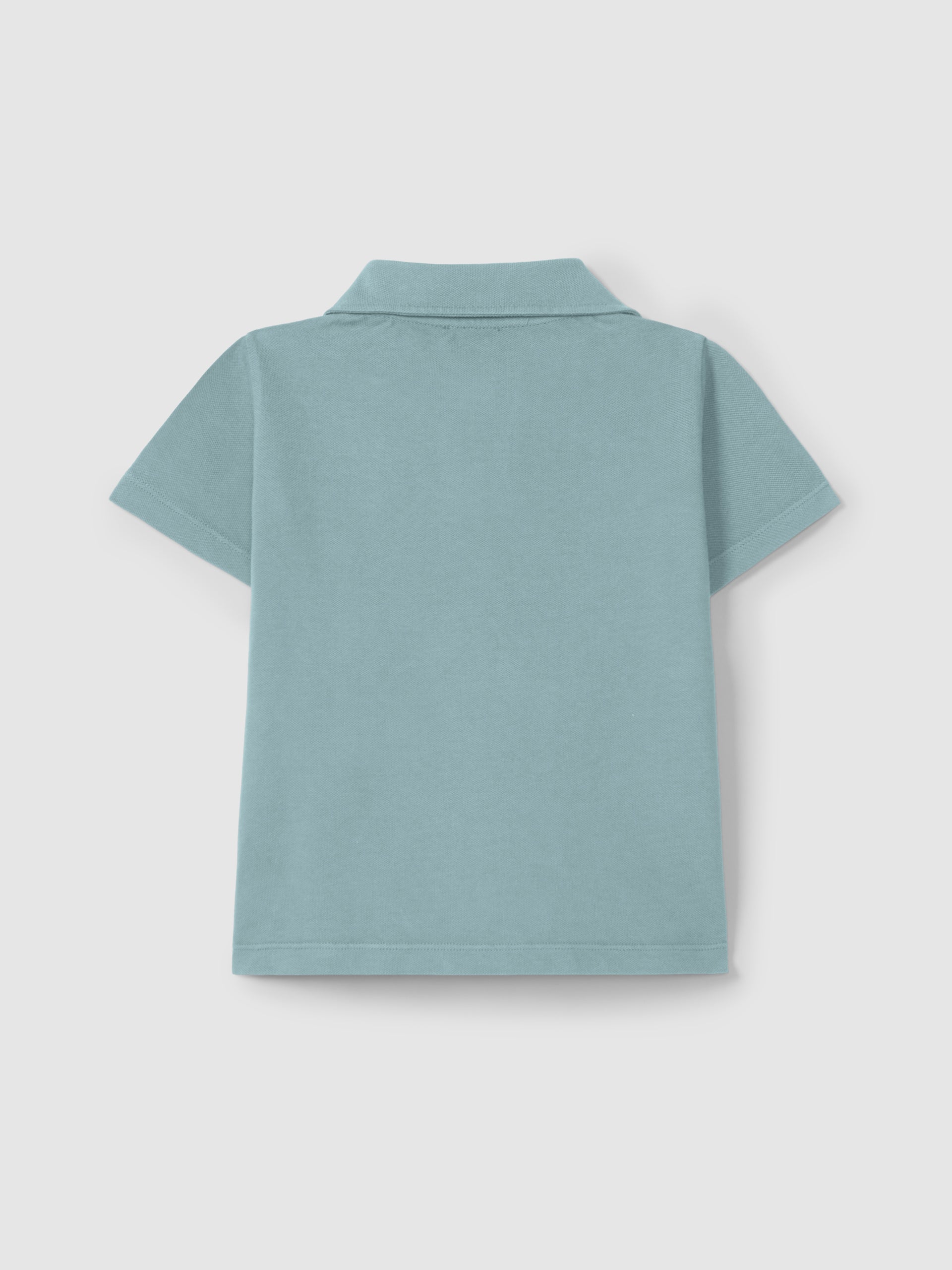 Pique Polo Short with Embroidery in Petrol Blue Polo