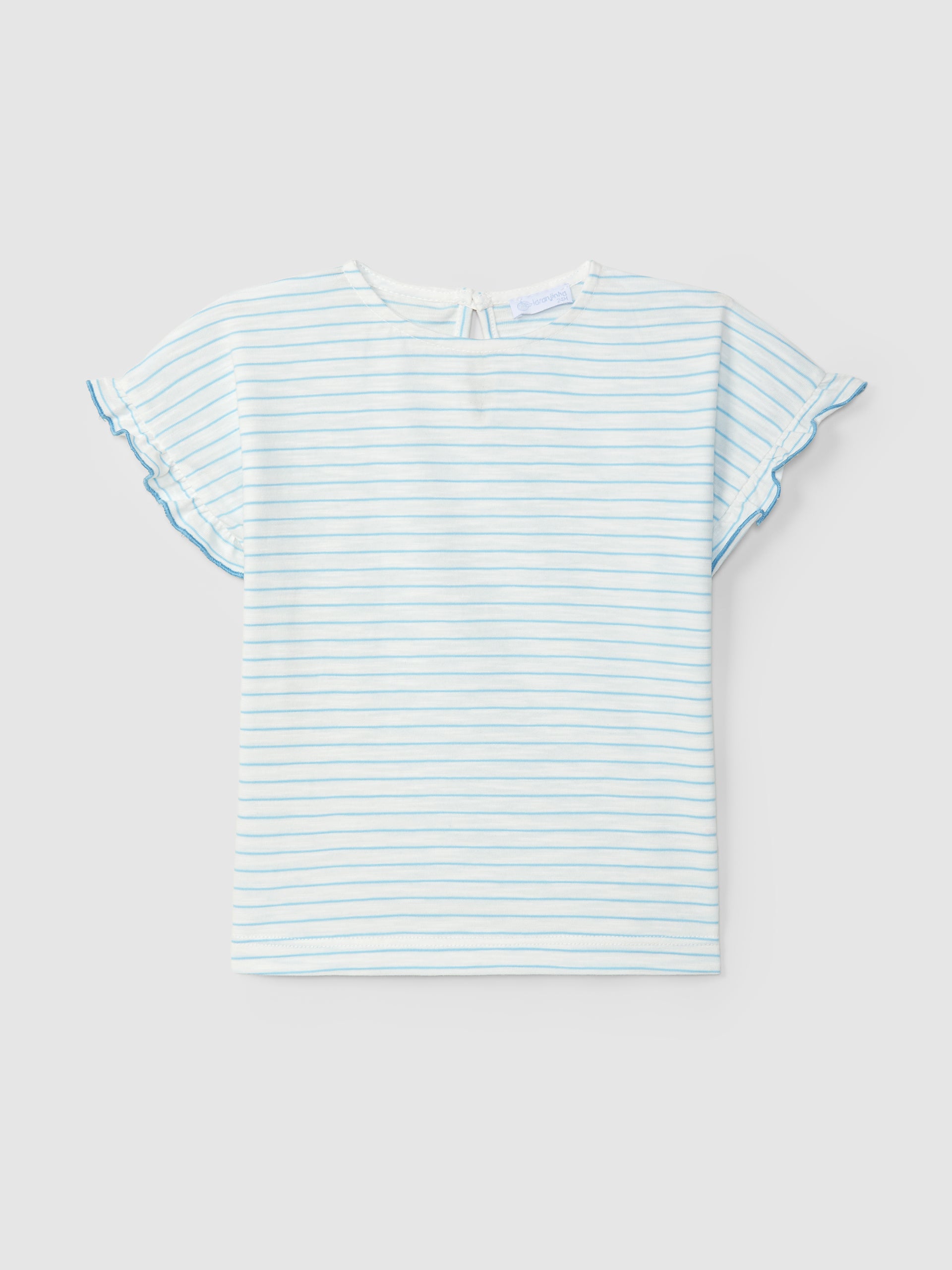 Striped T-Shirt and Skort in twill with decorative ribbon detail in Turquoise