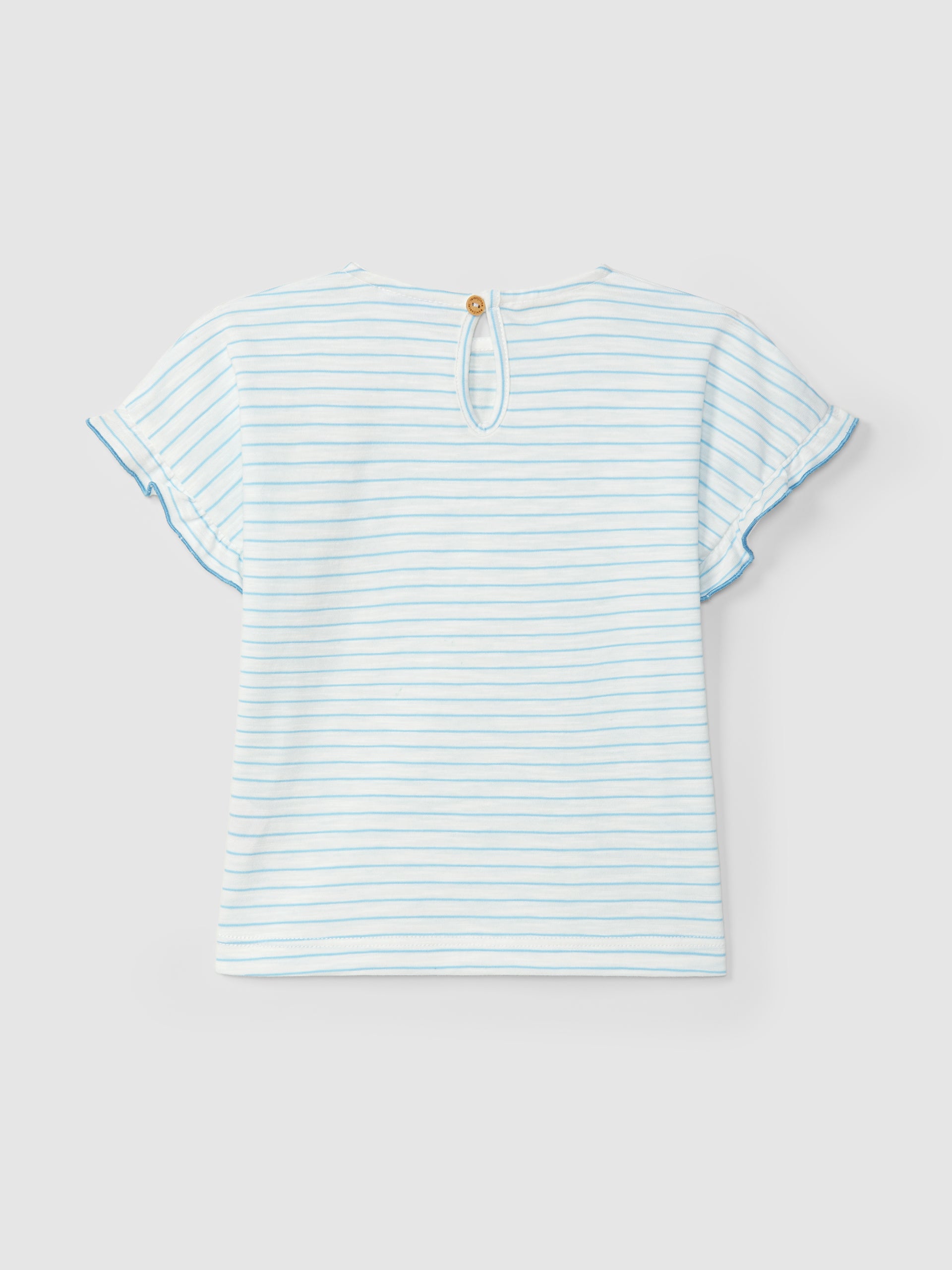 Striped T-Shirt and Skort in twill with decorative ribbon detail in Turquoise