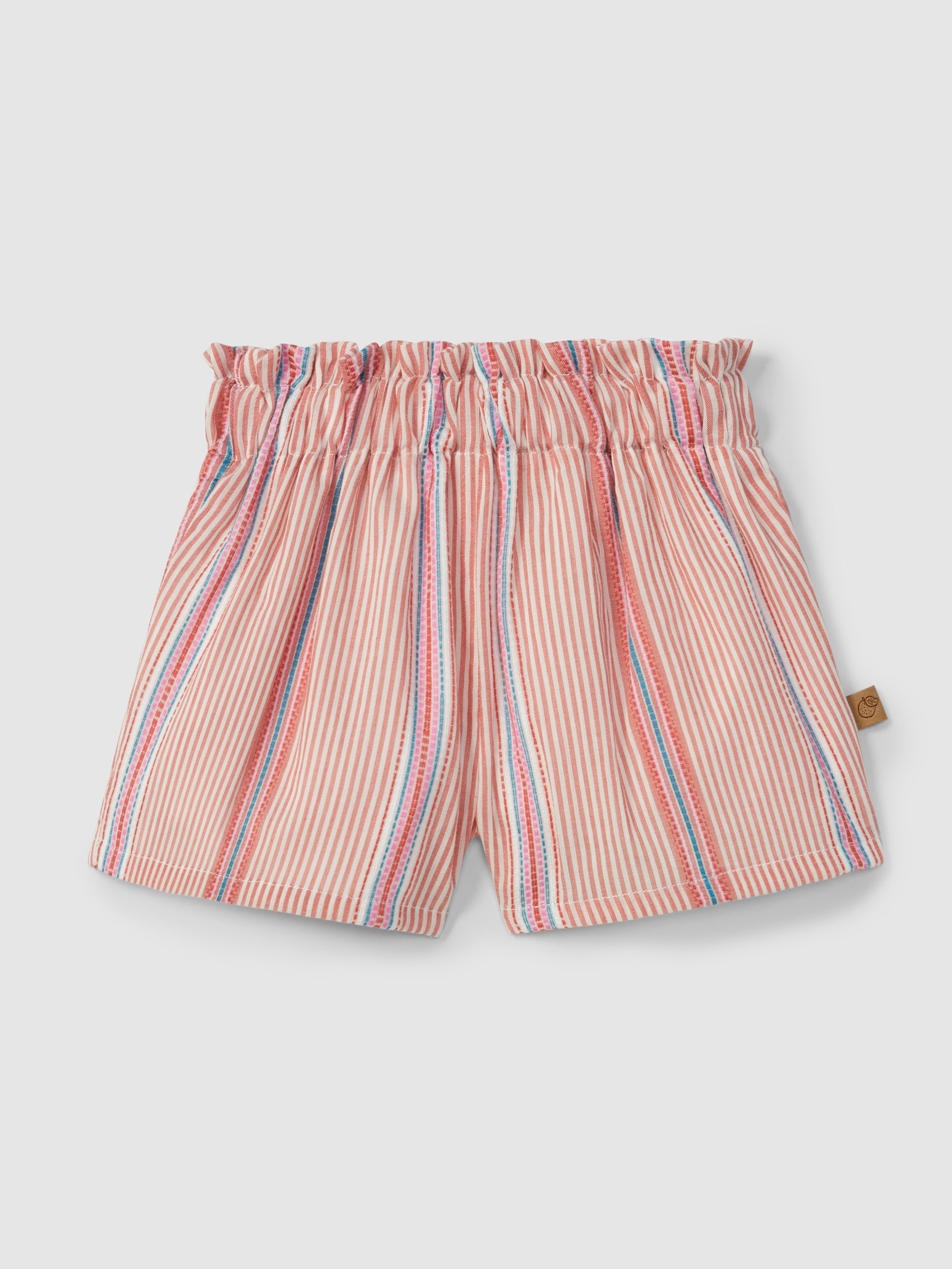 Pull-up short set in striped fabric with jacquard