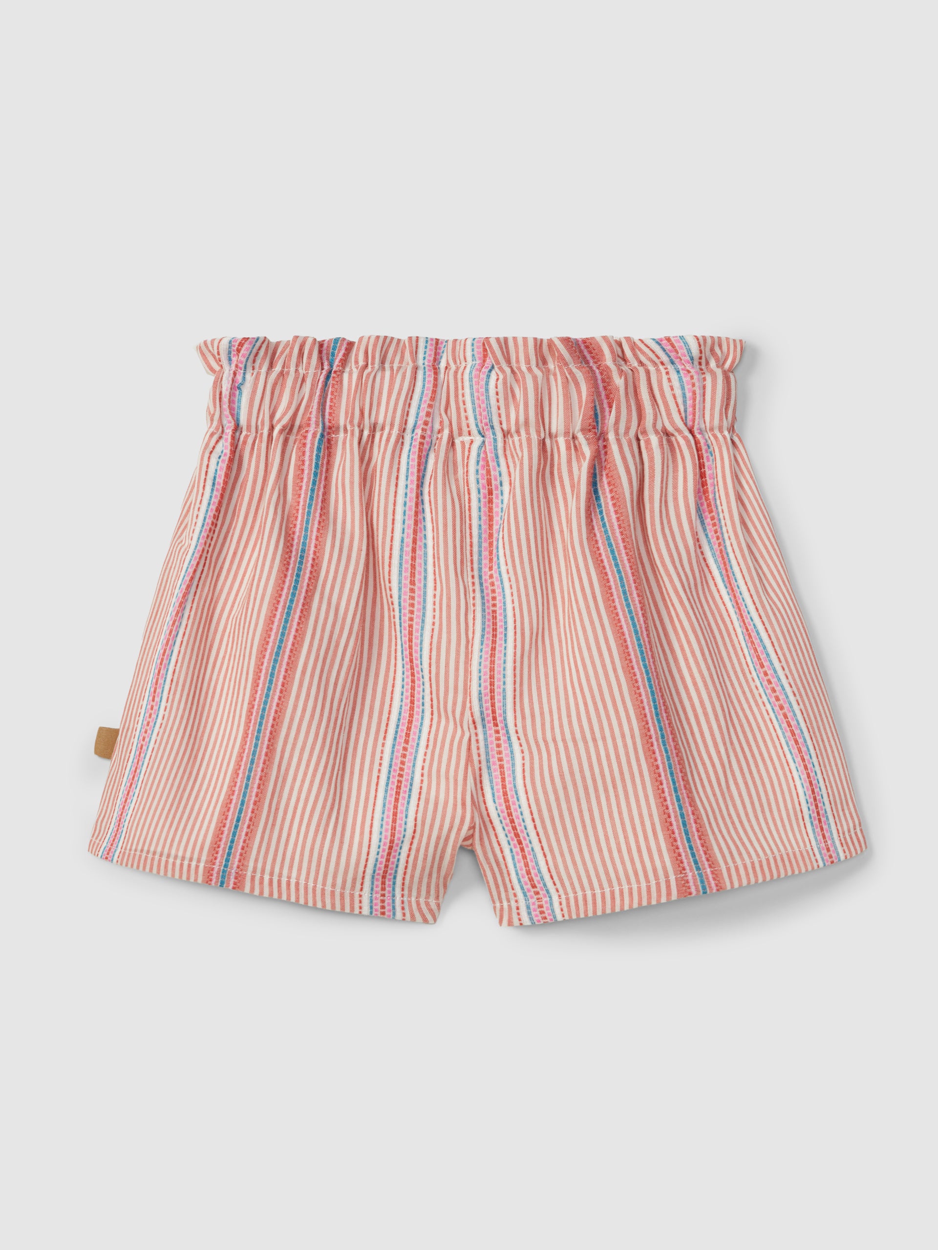 Pull-up short set in striped fabric with jacquard