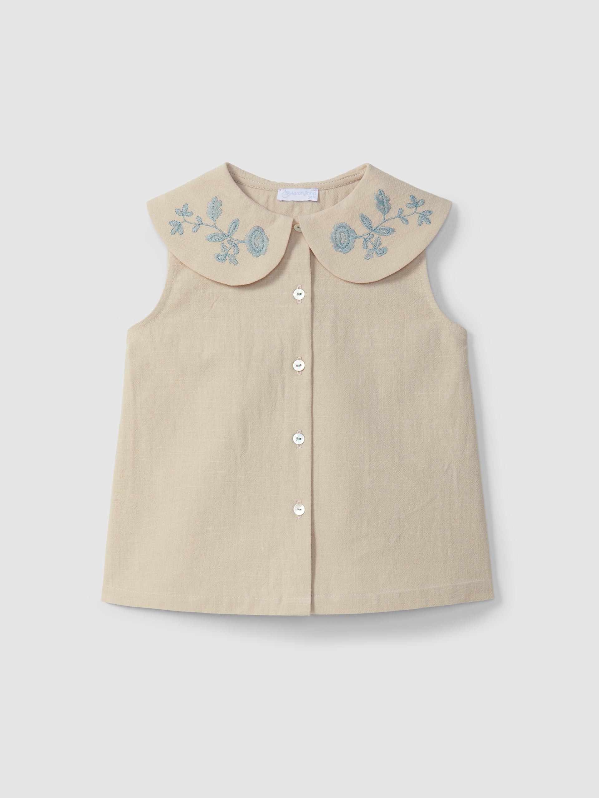 Blouse textured and embroidered cotton and Turquoise Pants