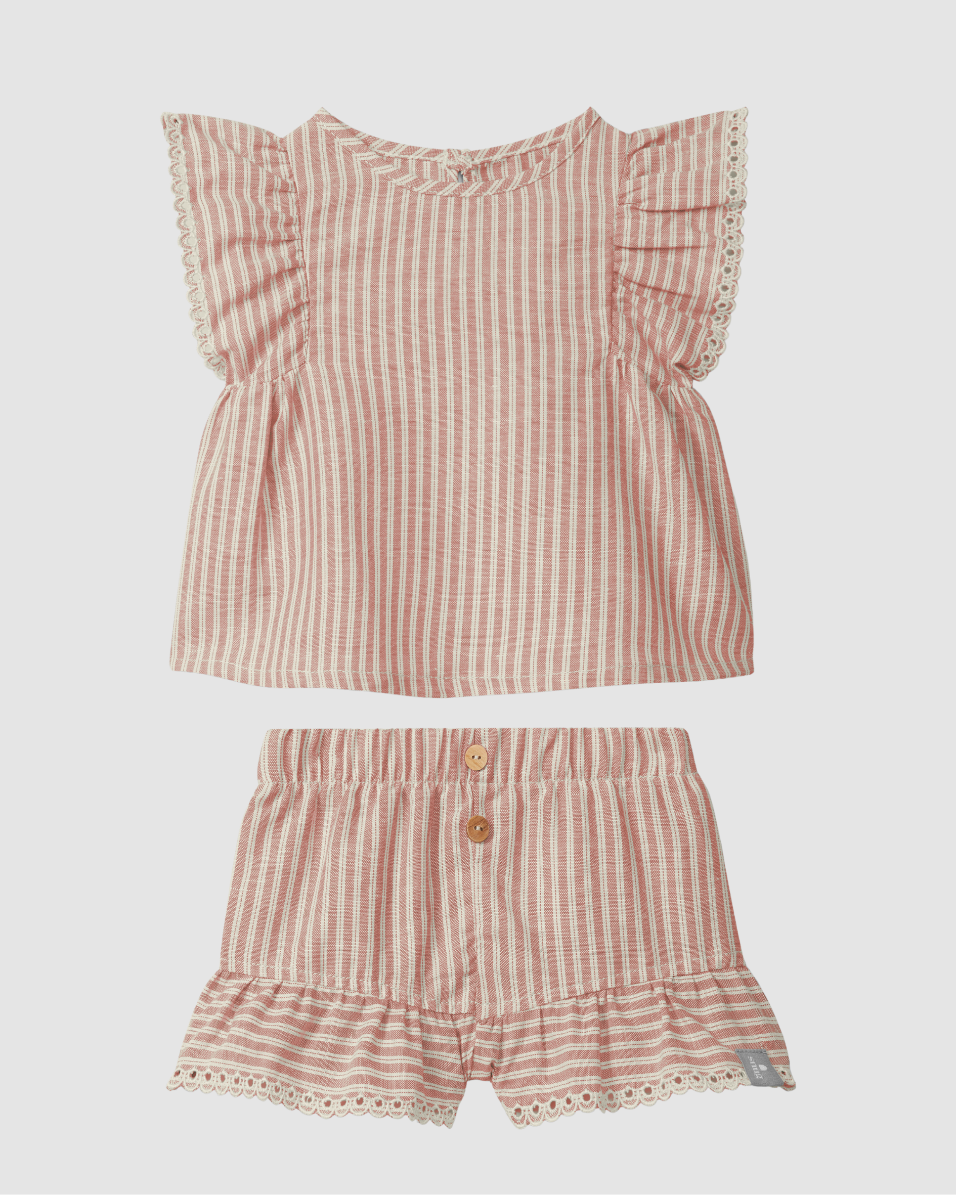 Ocre Dungaree shorts in striped fabric with pocket